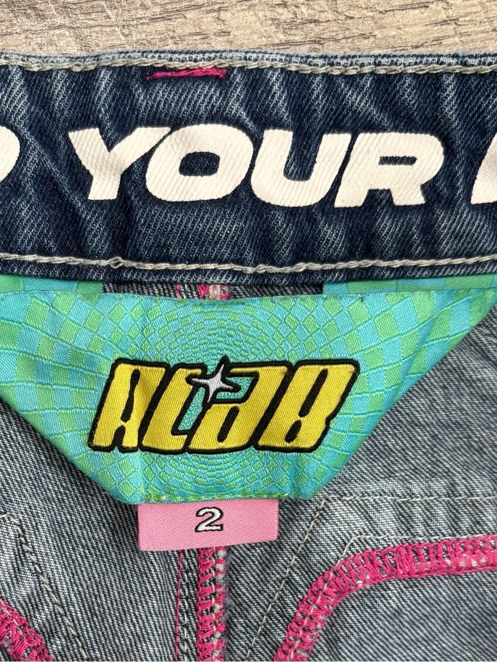 2b Analog Baggy Denim Jorts Shorts Size 2 / S Embroidered Stars Cyber Y2K Rave